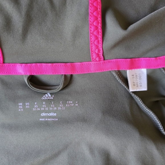 ADIDAS ClimaLite Women's Khaki Green Full Zip Hooded Running Jacket - Picture 12 of 16